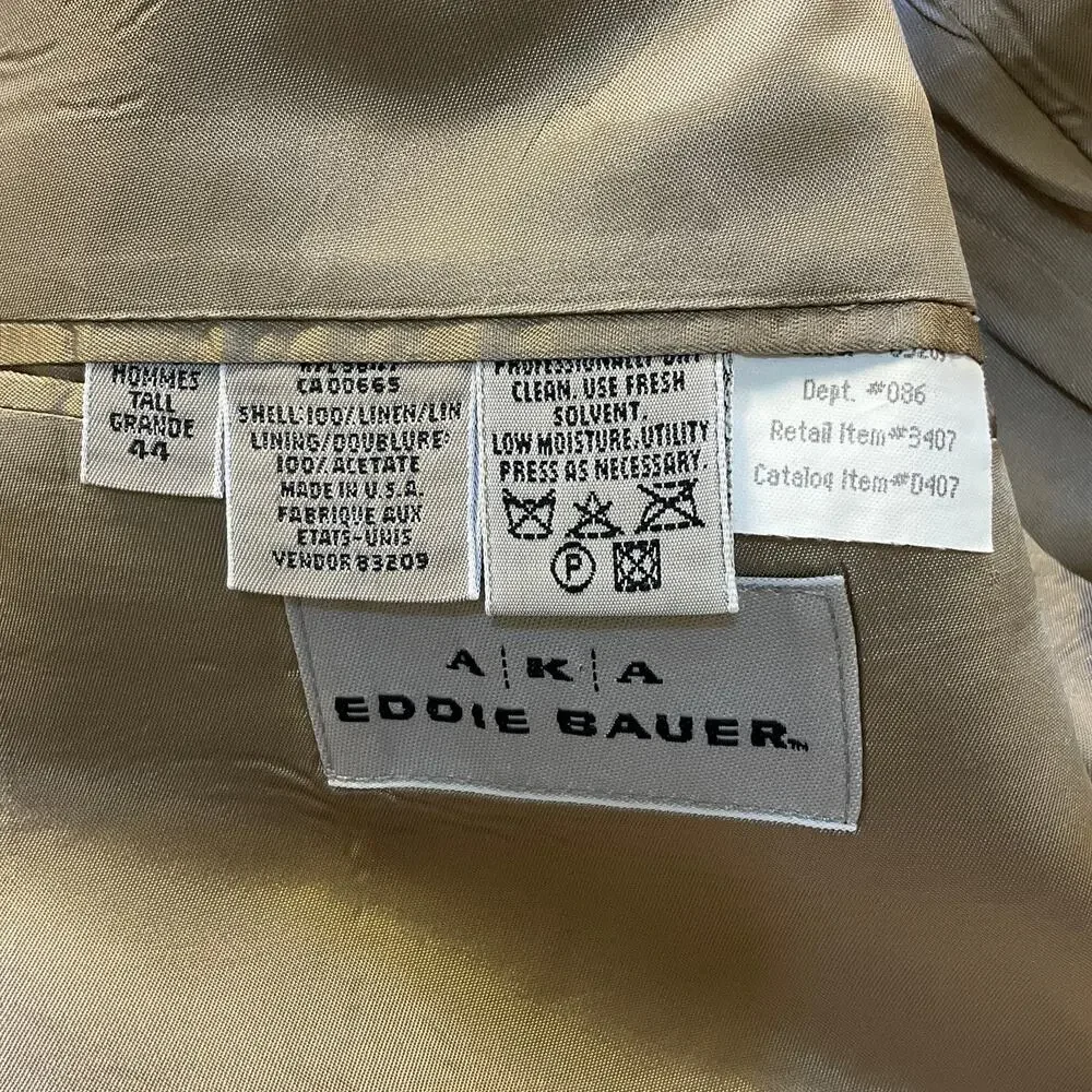 Eddie Bauer Linen Blazer Mens 44 Tall Beige Tan Sport Coat AKA Eddie Bauer